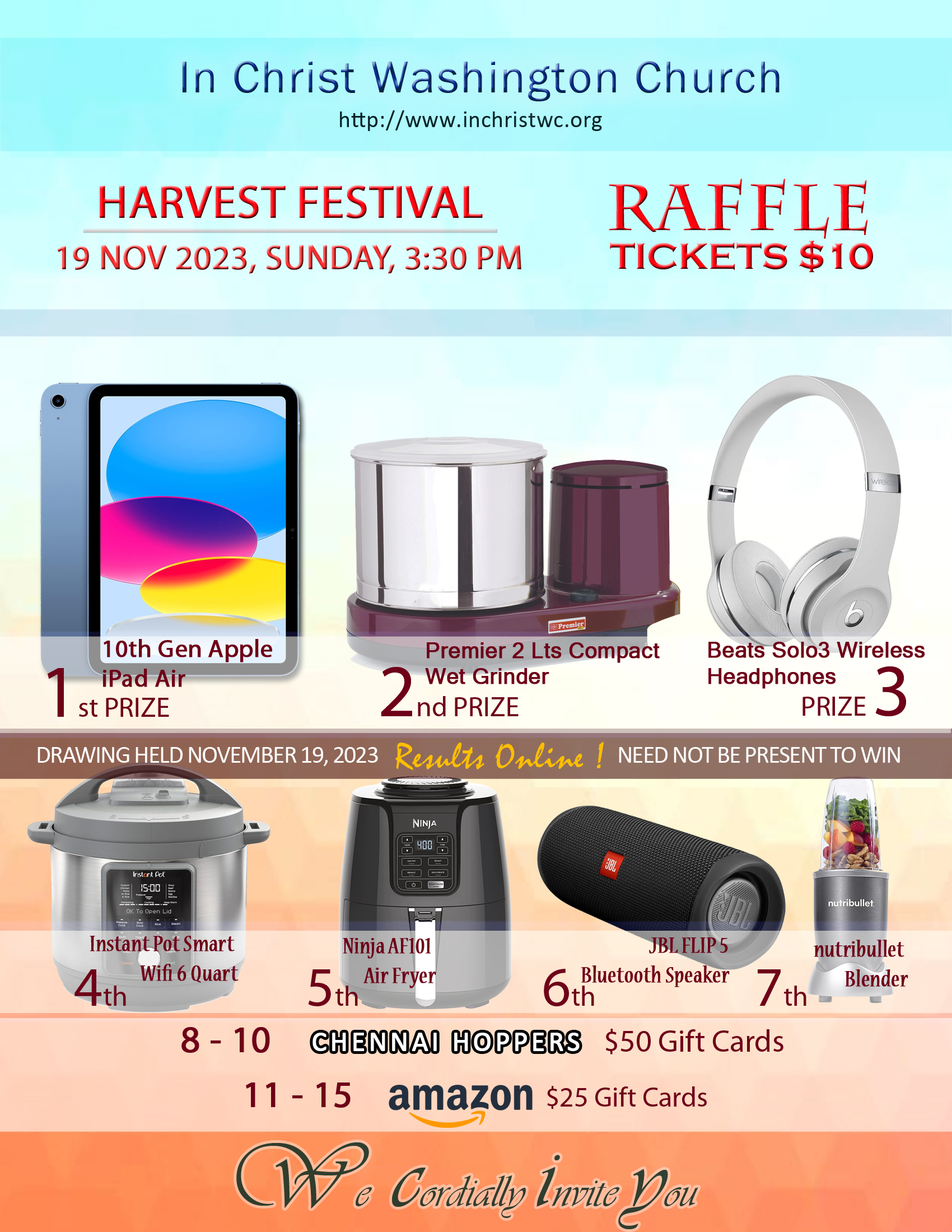 Thanksgiving and Harvest Festival Raffle Flyer